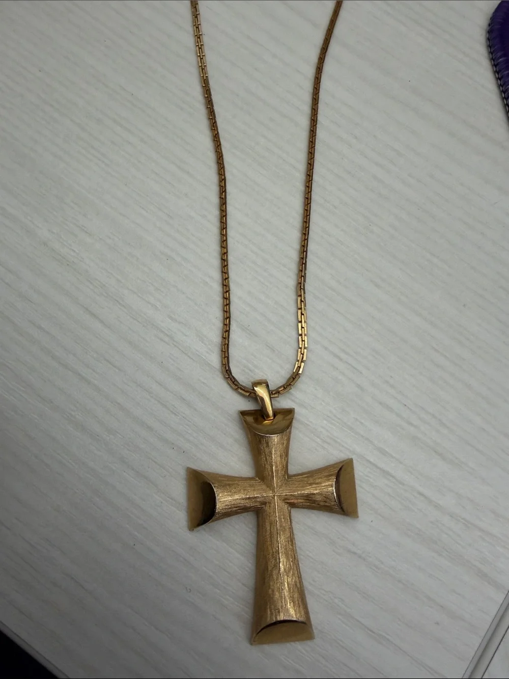 Avon Gold-Tone Men's Brushed Cross Pendant with Chain